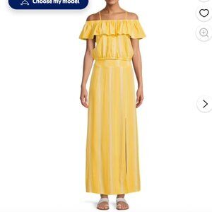No Boundaries Yellow with White Stripes Cropped Top and Skirt Set: Size Med 7-9
